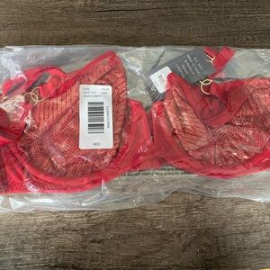 Cacique unlined balconette bra. Red and shiny. New with tags. 40D